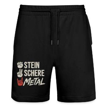 Stein Schere Metal Band Heavy Metal Musik - Stanley/Stella Unisex Bio Joggingshorts Trainer  - Schwarz - Vorne - Nik (191cm) & Marisol (170cm)