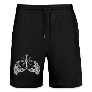 Hugin & Munin - Les corbeaux d’Odin avec des Vikings à runes - Short de jogging bio TRAINER Stanley/Stella unisexe - noir - Devant - Nik (191cm) & Marisol (170cm)