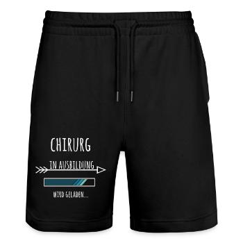 Chirurg Ausbildung Medizinstudium Arzt Medizin  - Stanley/Stella Unisex Bio Joggingshorts Trainer  - Schwarz - Vorne - Nik (191cm) & Marisol (170cm)