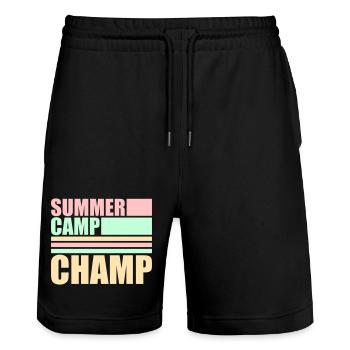 Summer Camp Champ Fun Kids Outdoor Adventure - Stanley/Stella Trainer Unisex Organic Jogging Shorts - black - Front - Nik (191cm) & Marisol (170cm)