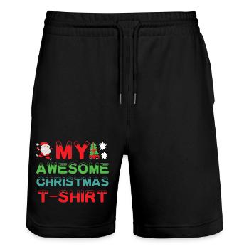 Super t-shirt de Noël - Short de jogging bio TRAINER Stanley/Stella unisexe - noir - Devant - Nik (191cm) & Marisol (170cm)