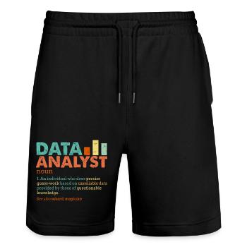 Data Analyst Retro Color Blocks - Stanley/Stella Trainer Unisex Organic Jogging Shorts - black - Front - Nik (191cm) & Marisol (170cm)