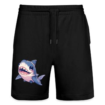 Sharks Shark - Stanley/Stella Trainer Unisex Organic Jogging Shorts - black - Front - Nik (191cm) & Marisol (170cm)