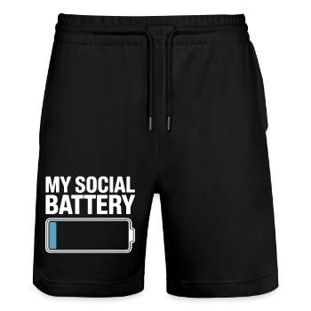 Batterie sociale Introverti Batterie morte - Short de jogging bio TRAINER Stanley/Stella unisexe - noir - Devant - Nik (191cm) & Marisol (170cm)