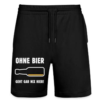 Ohne Bier Geht Gar Nix Hier! (Bierchen / NEG 2C) - Stanley/Stella Unisex Bio Joggingshorts Trainer  - Schwarz - Vorne - Nik (191cm) & Marisol (170cm)