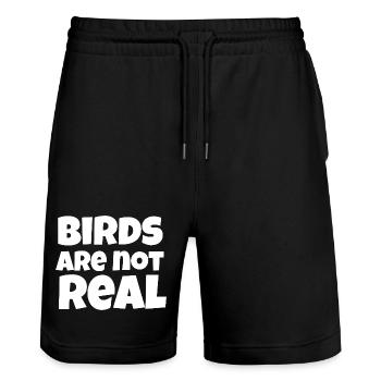 Mème des oiseaux pas réels - Short de jogging bio TRAINER Stanley/Stella unisexe - noir - Devant - Nik (191cm) & Marisol (170cm)