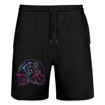 Cyclist Steampunk - Stanley/Stella Trainer Unisex Organic Jogging Shorts - black - Front - Nik (191cm) & Marisol (170cm)