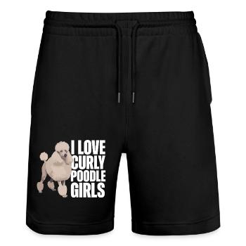 Ich liebe Curly Pudel Mädchen Pudel Hund - Stanley/Stella Unisex Bio Joggingshorts Trainer  - Schwarz - Vorne - Nik (191cm) & Marisol (170cm)