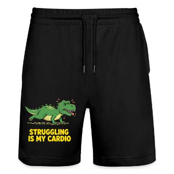 Dinosaurier hasst Cardio Training - Stanley/Stella Unisex Bio Joggingshorts Trainer  - Schwarz - Vorne - Nik (191cm) & Marisol (170cm)