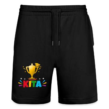 Kita - Stanley/Stella Unisex Bio Joggingshorts Trainer  - Schwarz - Vorne - Nik (191cm) & Marisol (170cm)