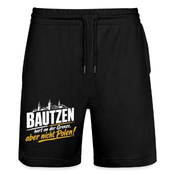 Bautzen Hart An Der Grenze Nicht Polen - Stanley/Stella Unisex Bio Joggingshorts Trainer  - Schwarz - Vorne - Nik (191cm) & Marisol (170cm)