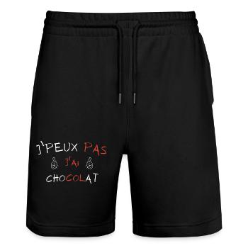 j'peux pas j'ai Chocolat - Short de jogging bio TRAINER Stanley/Stella unisexe - noir - Devant - Nik (191cm) & Marisol (170cm)