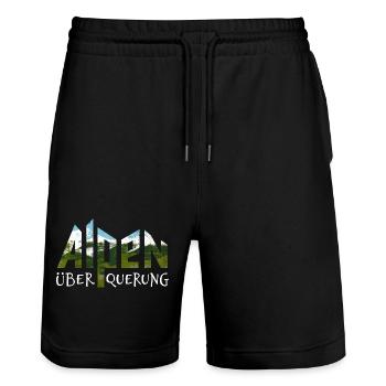 Alpenüberquerung Alpen Überquerung Wandern - Stanley/Stella Unisex Bio Joggingshorts Trainer  - Schwarz - Vorne - Nik (191cm) & Marisol (170cm)