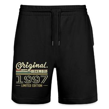 December 1997 Birthday December 1997 December - Stanley/Stella Trainer Unisex Organic Jogging Shorts - black - Front - Nik (191cm) & Marisol (170cm)