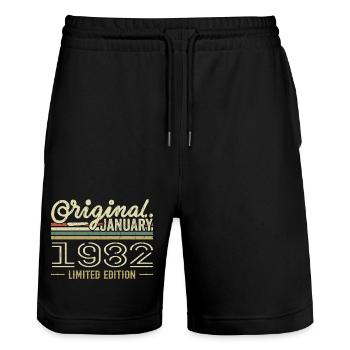 January 1982 Birthday January 1982 Gift 1982 - Stanley/Stella Trainer Unisex Organic Jogging Shorts - black - Front - Nik (191cm) & Marisol (170cm)