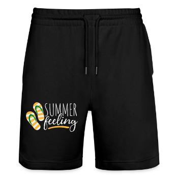 Summer feeling - Summer - Sun - Holiday - Stanley/Stella Trainer Unisex Organic Jogging Shorts - black - Front - Nik (191cm) & Marisol (170cm)