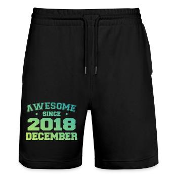 Anniversaire Décembre 2018 - Cadeau Decembre 2018 - Short de jogging bio TRAINER Stanley/Stella unisexe - noir - Devant - Nik (191cm) & Marisol (170cm)