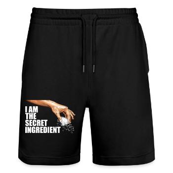 I am the secret ingredient - Stanley/Stella Trainer Unisex Organic Jogging Shorts - black - Front - Nik (191cm) & Marisol (170cm)