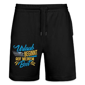 MotorBoot Schiff yacht Kapitän - Stanley/Stella Unisex Bio Joggingshorts Trainer  - Schwarz - Vorne - Nik (191cm) & Marisol (170cm)