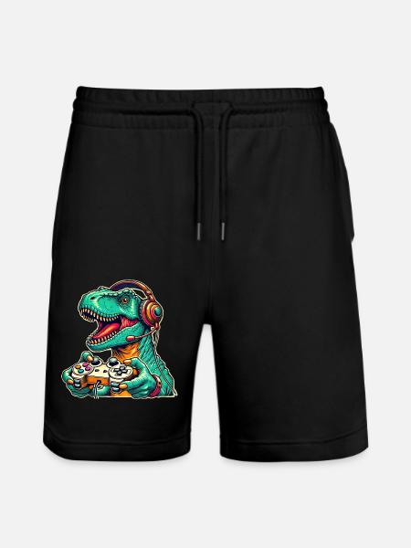 Dinosaur Gaming T Rex - Stanley/Stella Trainer Unisex Organic Jogging Shorts - black