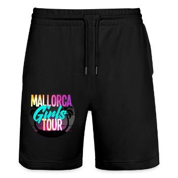 Mallorca Girls - Stanley/Stella Trainer Unisex Organic Jogging Shorts - black - Front - Nik (191cm) & Marisol (170cm)