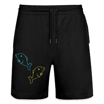 Dolphin Fish Pisces Child Kids Baby Toddler - Stanley/Stella Trainer Unisex Organic Jogging Shorts - black - Front - Nik (191cm) & Marisol (170cm)