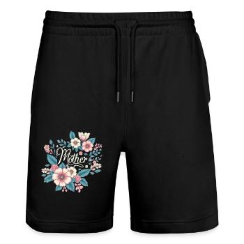 Mama - Stanley/Stella Unisex Bio Joggingshorts Trainer  - Schwarz - Vorne - Nik (191cm) & Marisol (170cm)