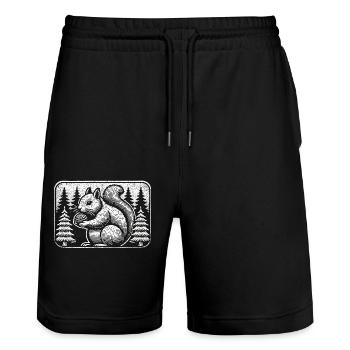 Eichhörnchen - Stanley/Stella Unisex Bio Joggingshorts Trainer  - Schwarz - Vorne - Nik (191cm) & Marisol (170cm)