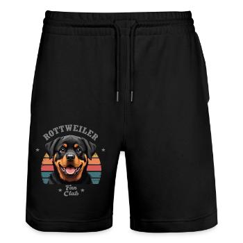 Rottweiler fan club Tshirt drôle - Short de jogging bio TRAINER Stanley/Stella unisexe - noir - Devant - Nik (191cm) & Marisol (170cm)