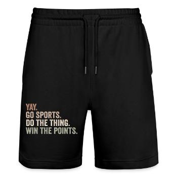 yay go sports do the thing win the points - Stanley/Stella Trainer Unisex Organic Jogging Shorts - black - Front - Nik (191cm) & Marisol (170cm)