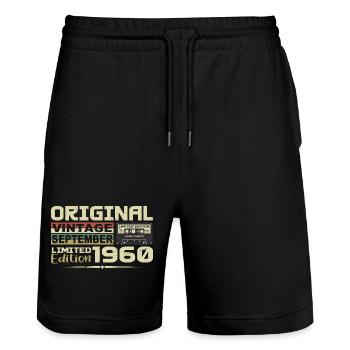 1960 - Die Legenden werden im September 1960 geboren - Stanley/Stella Unisex Bio Joggingshorts Trainer  - Schwarz - Vorne - Nik (191cm) & Marisol (170cm)
