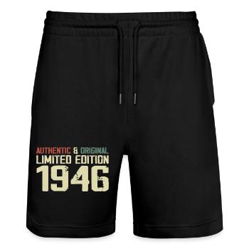 1946 Birthday Gift 1946 Vintage 1946 Retro - Stanley/Stella Trainer Unisex Organic Jogging Shorts - black - Front - Nik (191cm) & Marisol (170cm)
