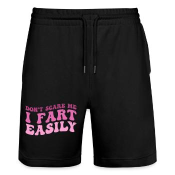 don't scare me i fart easily - Stanley/Stella Trainer Unisex Organic Jogging Shorts - black - Front - Nik (191cm) & Marisol (170cm)