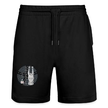Giant Sardinia of Mont'e Prama - Stanley/Stella Trainer Unisex Organic Jogging Shorts - black - Front - Nik (191cm) & Marisol (170cm)