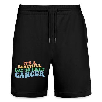 Es ist ein schöner Tag, um Krebs zu bekämpfen, Krebs zu bekämpfen - Stanley/Stella Unisex Bio Joggingshorts Trainer  - Schwarz - Vorne - Nik (191cm) & Marisol (170cm)