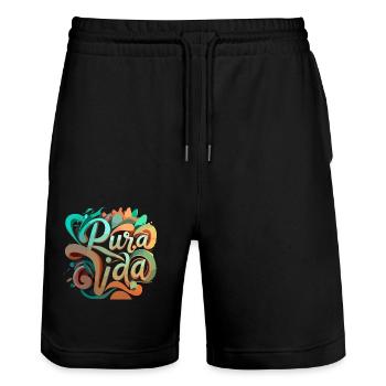 Vivre Pura Vida au maximum - Short de jogging bio TRAINER Stanley/Stella unisexe - noir - Devant - Nik (191cm) & Marisol (170cm)