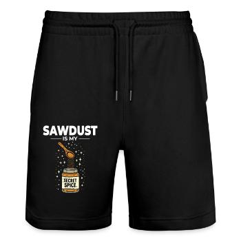 Holzfäller Holzarbeiter Holzfäller Zimmermann Lustig - Stanley/Stella Unisex Bio Joggingshorts Trainer  - Schwarz - Vorne - Nik (191cm) & Marisol (170cm)