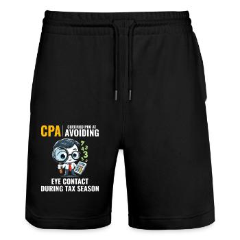 CPA : Number Ninja Esquivant le contact visuel Comptable - Short de jogging bio TRAINER Stanley/Stella unisexe - noir - Devant - Nik (191cm) & Marisol (170cm)