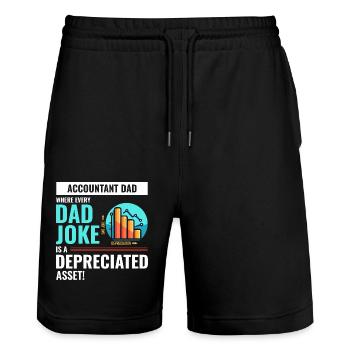 Comptable Papa Blague Actif Amorti Fête des Pères - Short de jogging bio TRAINER Stanley/Stella unisexe - noir - Devant - Nik (191cm) & Marisol (170cm)