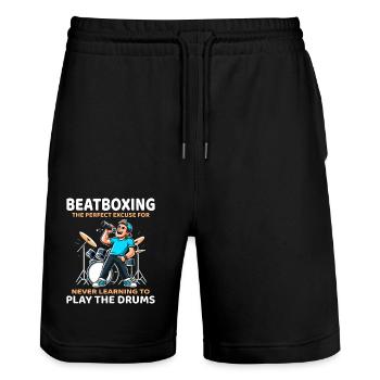 Rhythmen ohne Schlagzeug: Entdecken Sie den Humor des Beatboxens - Stanley/Stella Unisex Bio Joggingshorts Trainer  - Schwarz - Vorne - Nik (191cm) & Marisol (170cm)