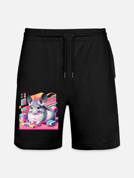 Chinchilla Neon Retro - Stanley/Stella Trainer Unisex Organic Jogging Shorts - black