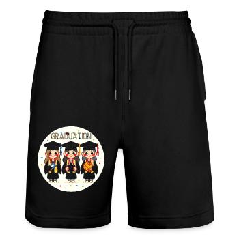 Graduation Joyful Trio - Stanley/Stella Trainer Unisex Organic Jogging Shorts - black - Front - Nik (191cm) & Marisol (170cm)