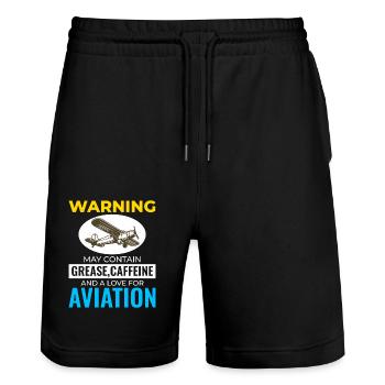 Fluggerätmechaniker Luftfahrttechniker Kaffee Humor - Stanley/Stella Unisex Bio Joggingshorts Trainer  - Schwarz - Vorne - Nik (191cm) & Marisol (170cm)