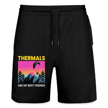 Gleitschirmpilot Gleitschirm Abenteuer Outdoor - Stanley/Stella Unisex Bio Joggingshorts Trainer  - Schwarz - Vorne - Nik (191cm) & Marisol (170cm)