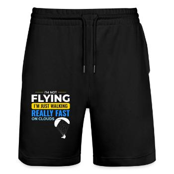Motorschirmpilot Motorschirm Motorschirm - Stanley/Stella Unisex Bio Joggingshorts Trainer  - Schwarz - Vorne - Nik (191cm) & Marisol (170cm)