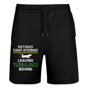 Retired Flight Attendant Aviation Cabin Crew - Stanley/Stella Trainer Unisex Organic Jogging Shorts - black - Front - Nik (191cm) & Marisol (170cm)