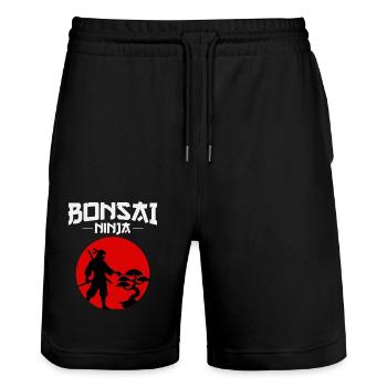 Japanischer Bonsai Gärtner Baum Sammler Ninja - Stanley/Stella Unisex Bio Joggingshorts Trainer  - Schwarz - Vorne - Nik (191cm) & Marisol (170cm)