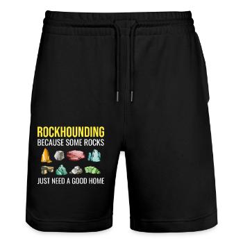 Rock Hound Collecting Collector Geology Geologist - Stanley/Stella Trainer Unisex Organic Jogging Shorts - black - Front - Nik (191cm) & Marisol (170cm)