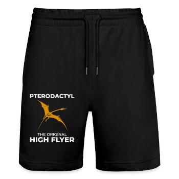 Pterodactyl Dinosaur Fossil Hunting Paleontology - Stanley/Stella Trainer Unisex Organic Jogging Shorts - black - Front - Nik (191cm) & Marisol (170cm)