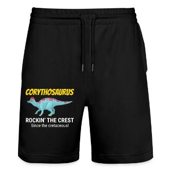 Corythosaurus Dinosaur Dino Paleontologist Fossil - Stanley/Stella Trainer Unisex Organic Jogging Shorts - black - Front - Nik (191cm) & Marisol (170cm)